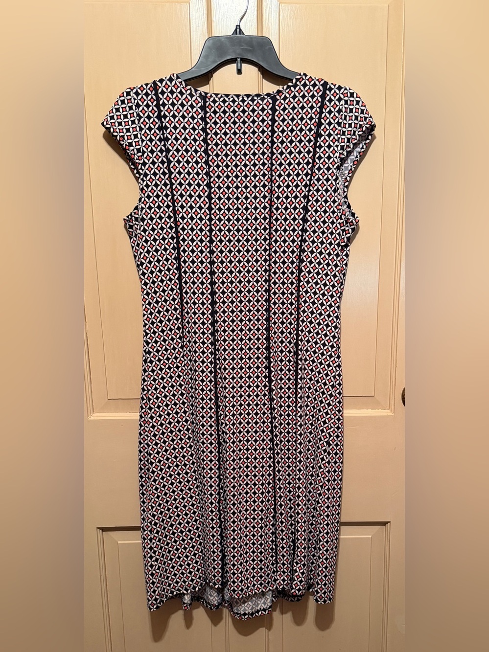 Robert Louis Casual Cap-Sleeve Geometric Print Dress - Navy/Red